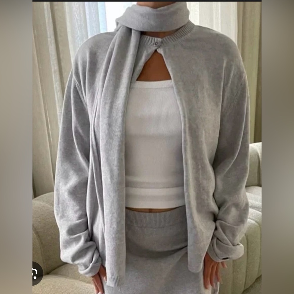 Djerf Avenue Button Up Cardigan Grey Melange